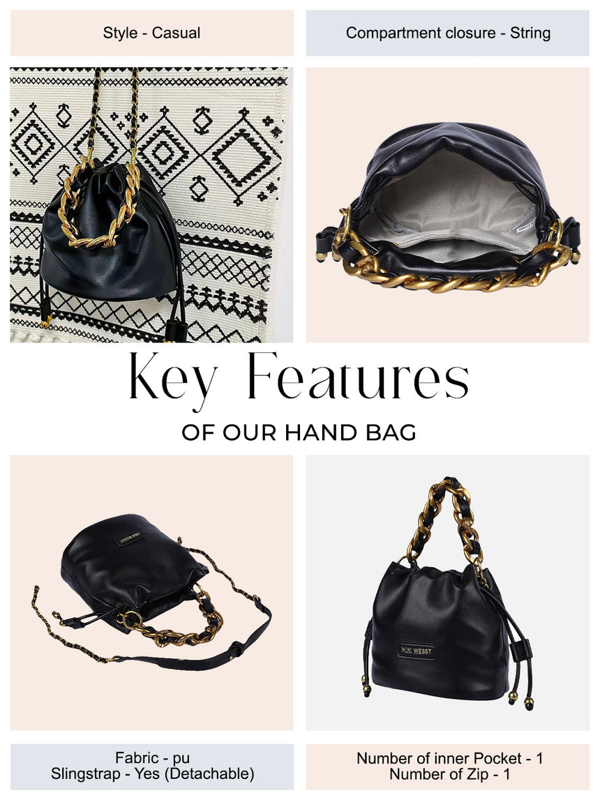 Helena Black Handheld Potlis