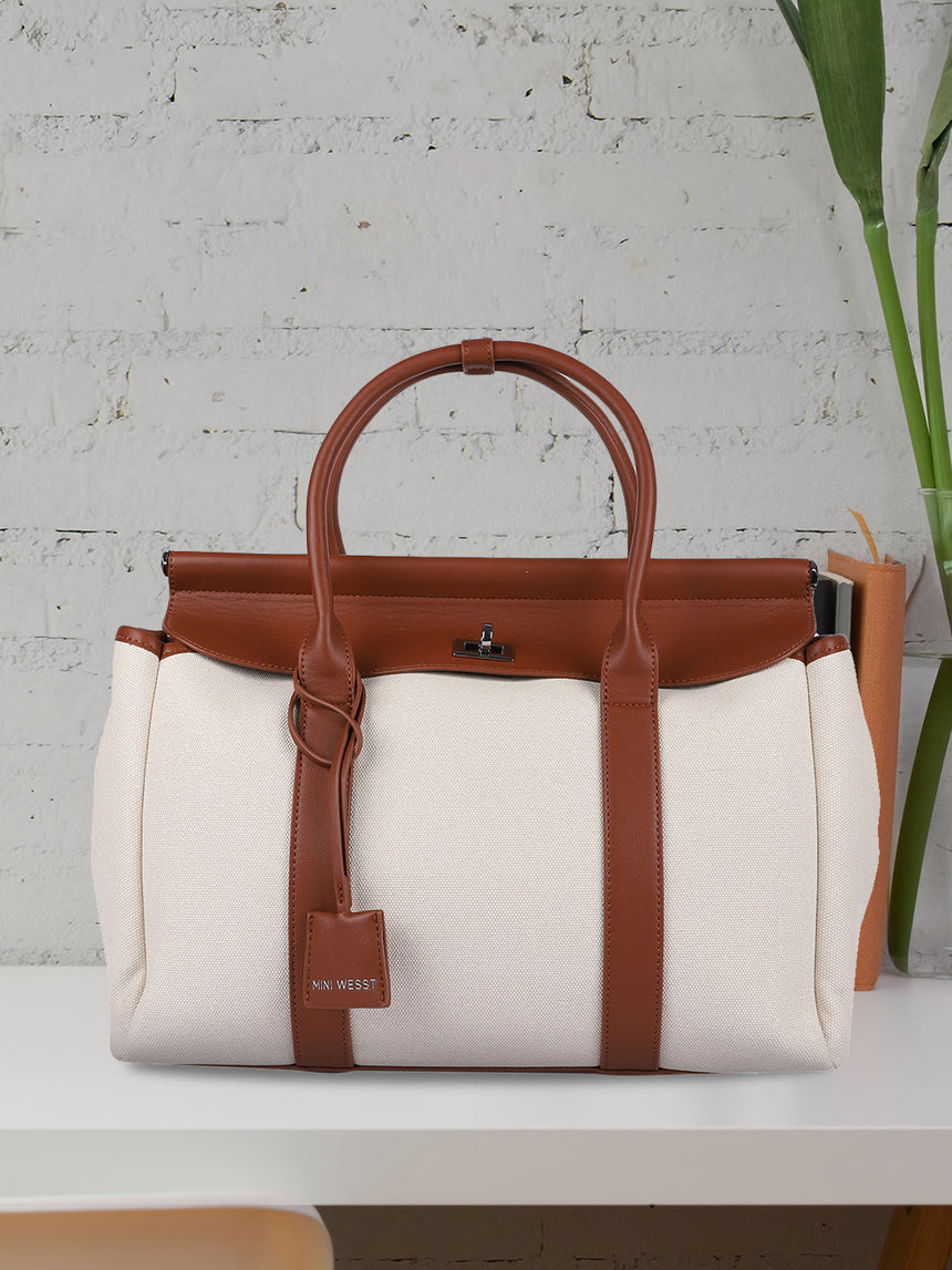 Madeline Classic Beige & Brown Tote