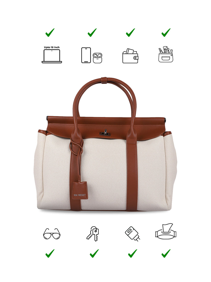 Madeline Classic Beige & Brown Tote