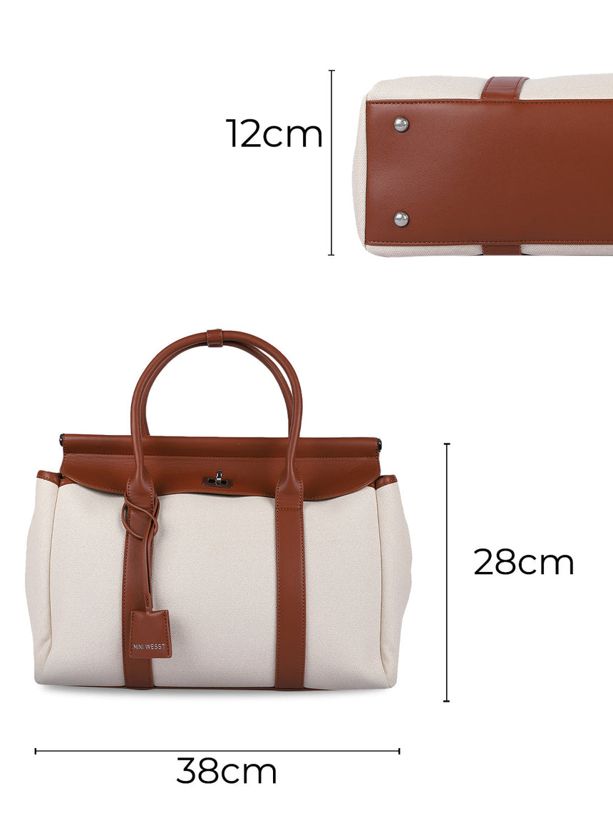 Madeline Classic Beige & Brown Tote