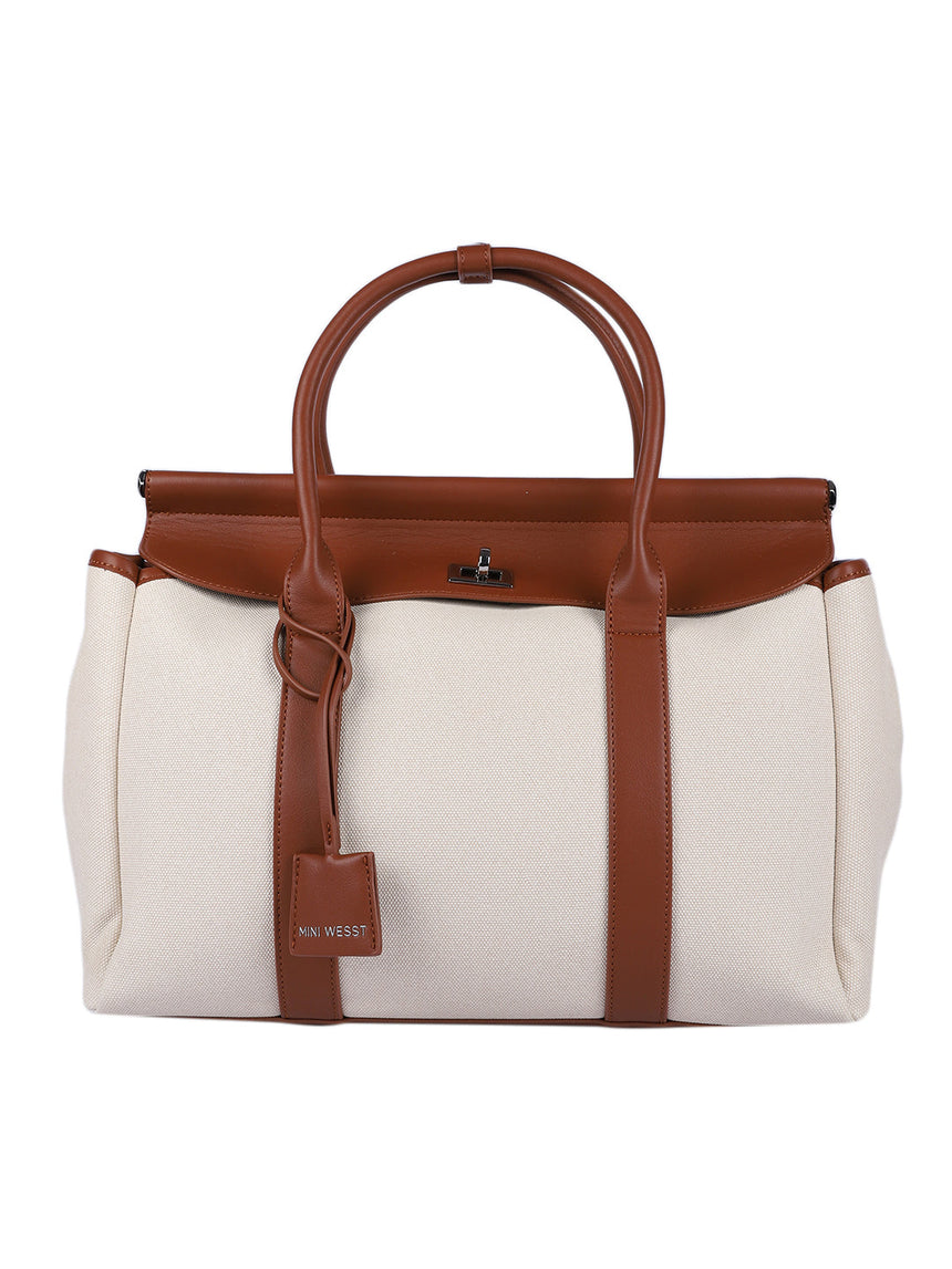 Madeline Classic Beige & Brown Tote