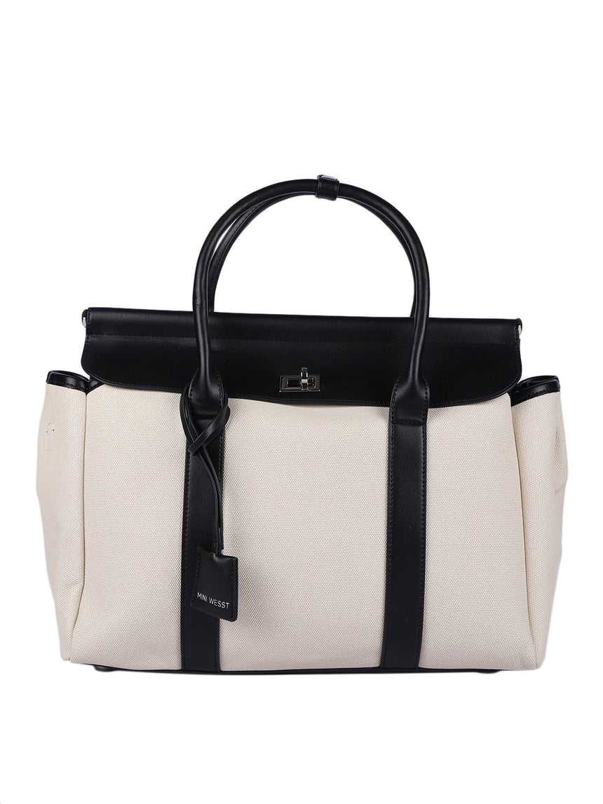 Madeline Classic Beige & Black Tote