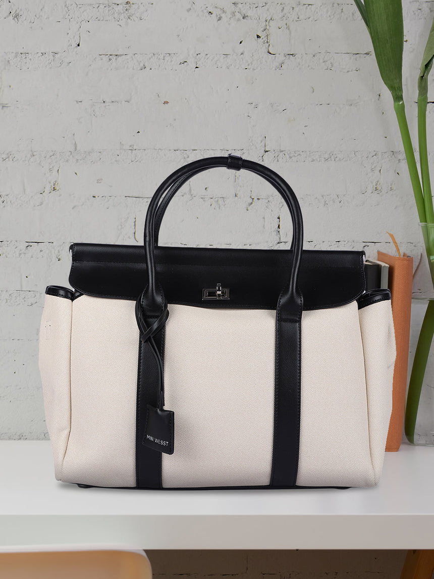 Madeline Classic Beige & Black Tote