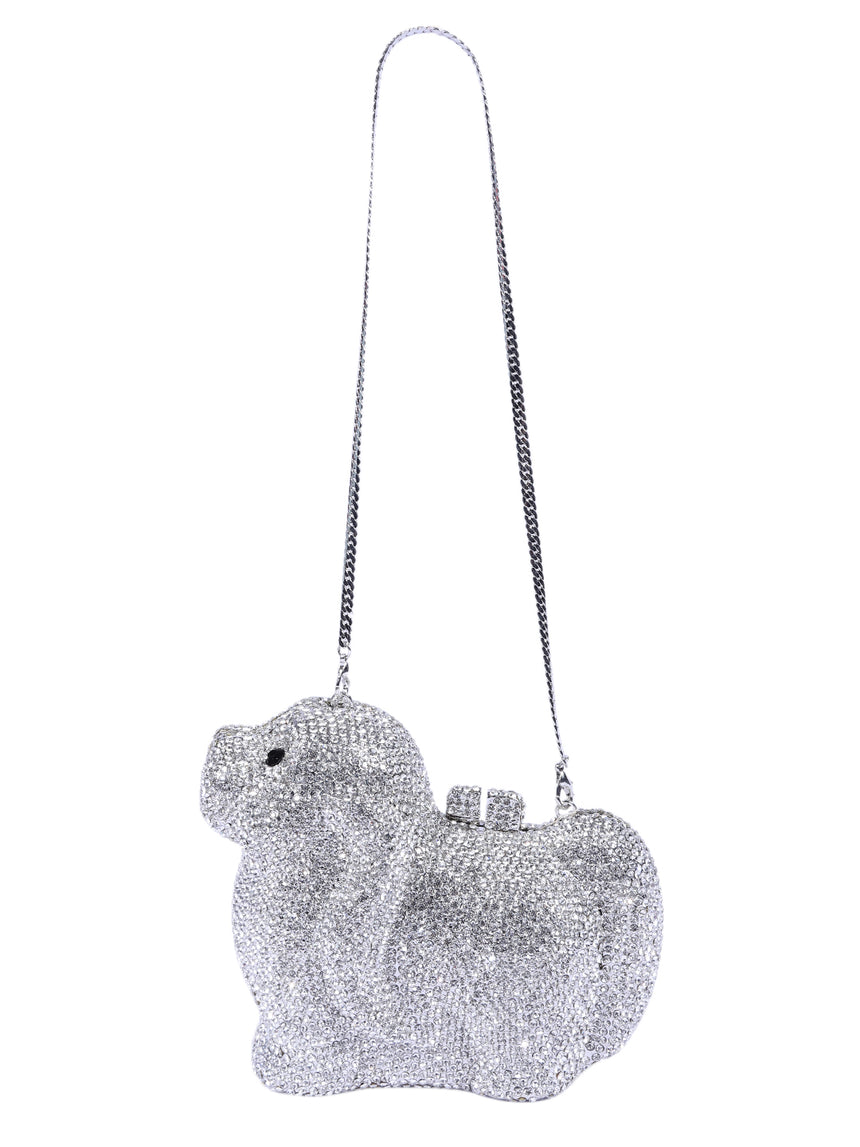 Preety Dog Silver Clutch