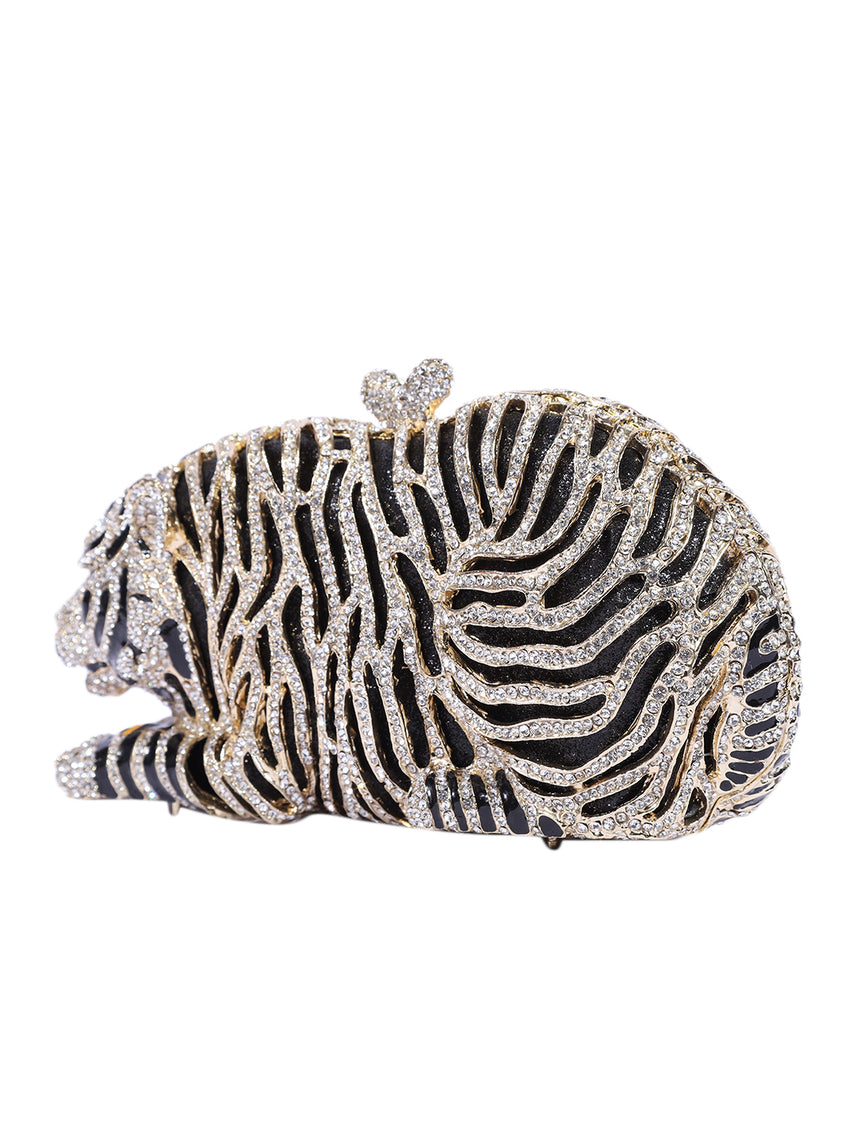 Tiger Crystal Multicolour Clutch