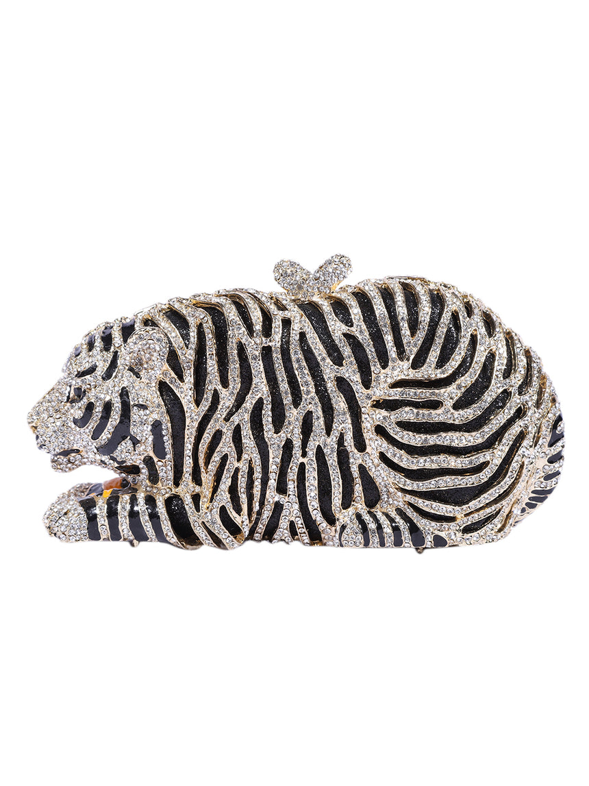 Tiger Crystal Multicolour Clutch