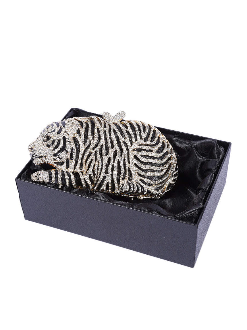 Tiger Crystal Multicolour Clutch