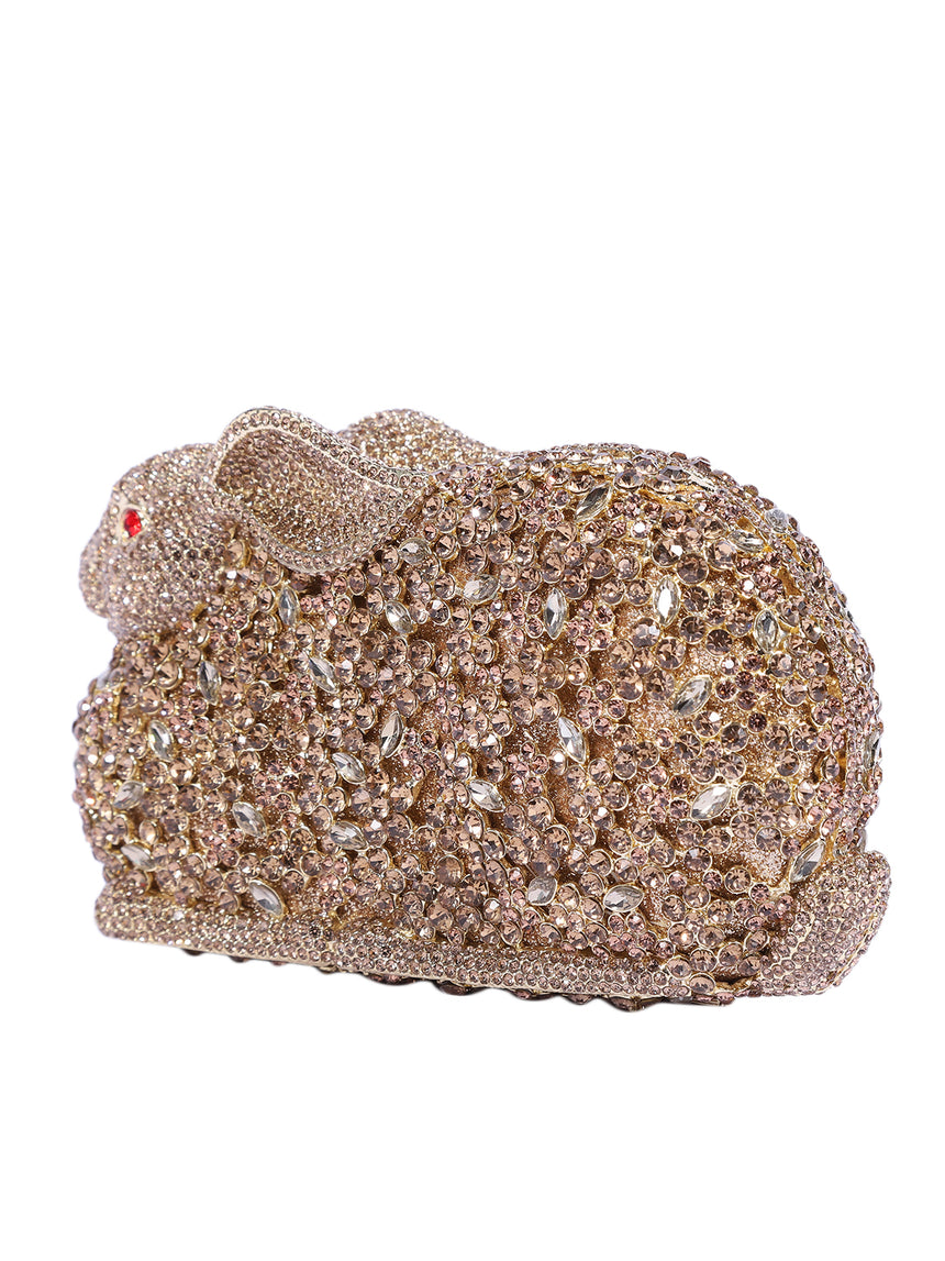 Rabbit Crystal Rose Gold Clutch