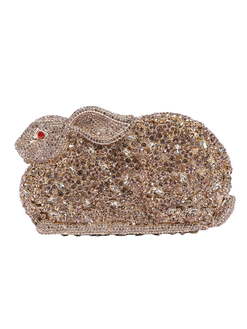 Rabbit Crystal Rose Gold Clutch