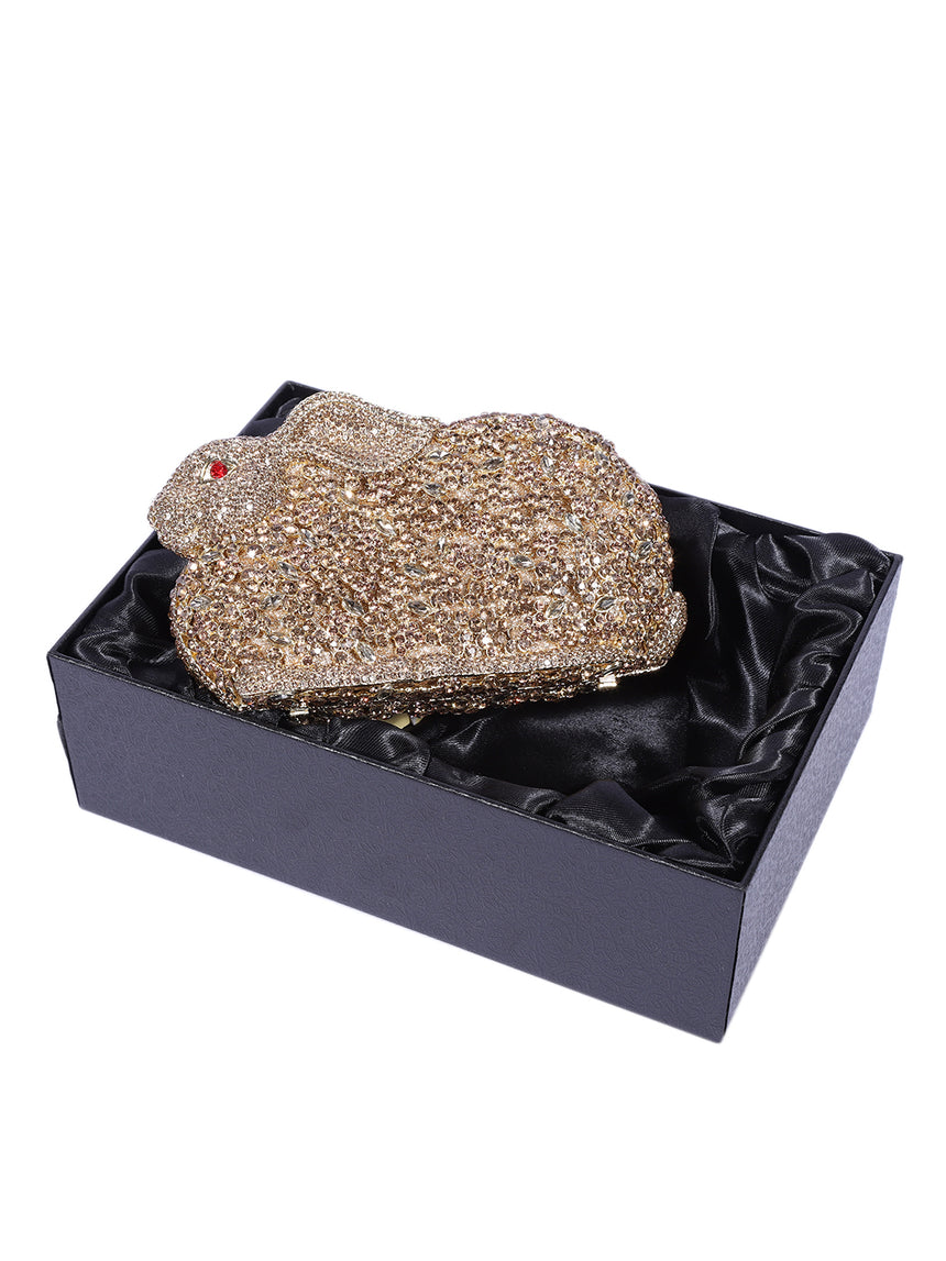 Rabbit Crystal Rose Gold Clutch