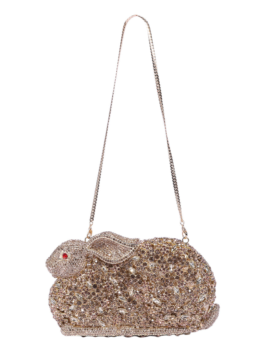 Rabbit Crystal Rose Gold Clutch