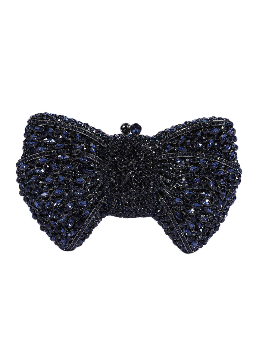 Bow Crystal Blue Clutch