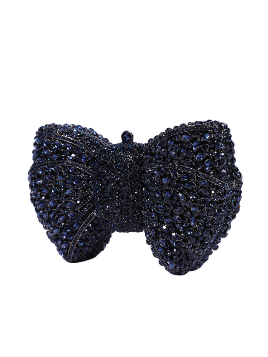 Bow Crystal Blue Clutch