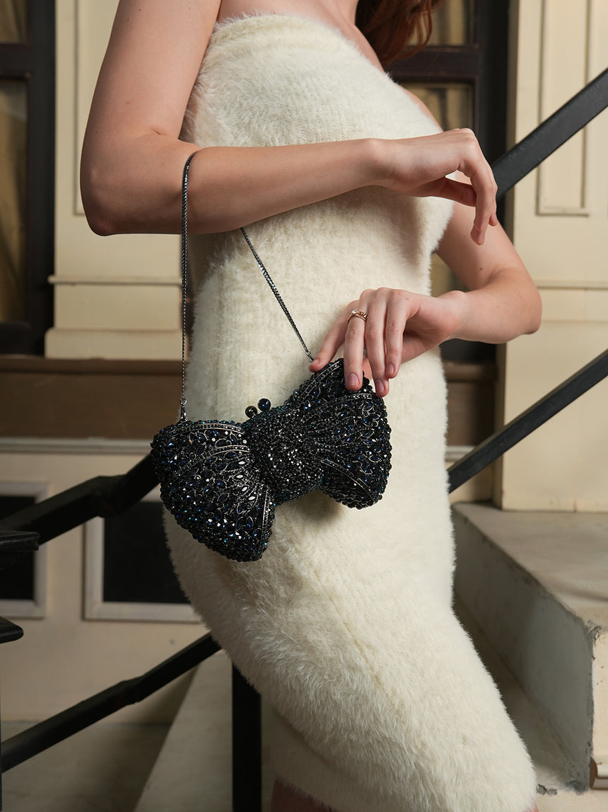 Bow Crystal Blue Clutch