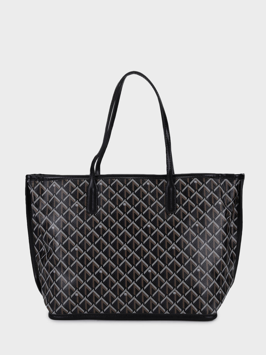 Yara Black Tote Bag With Pouch
