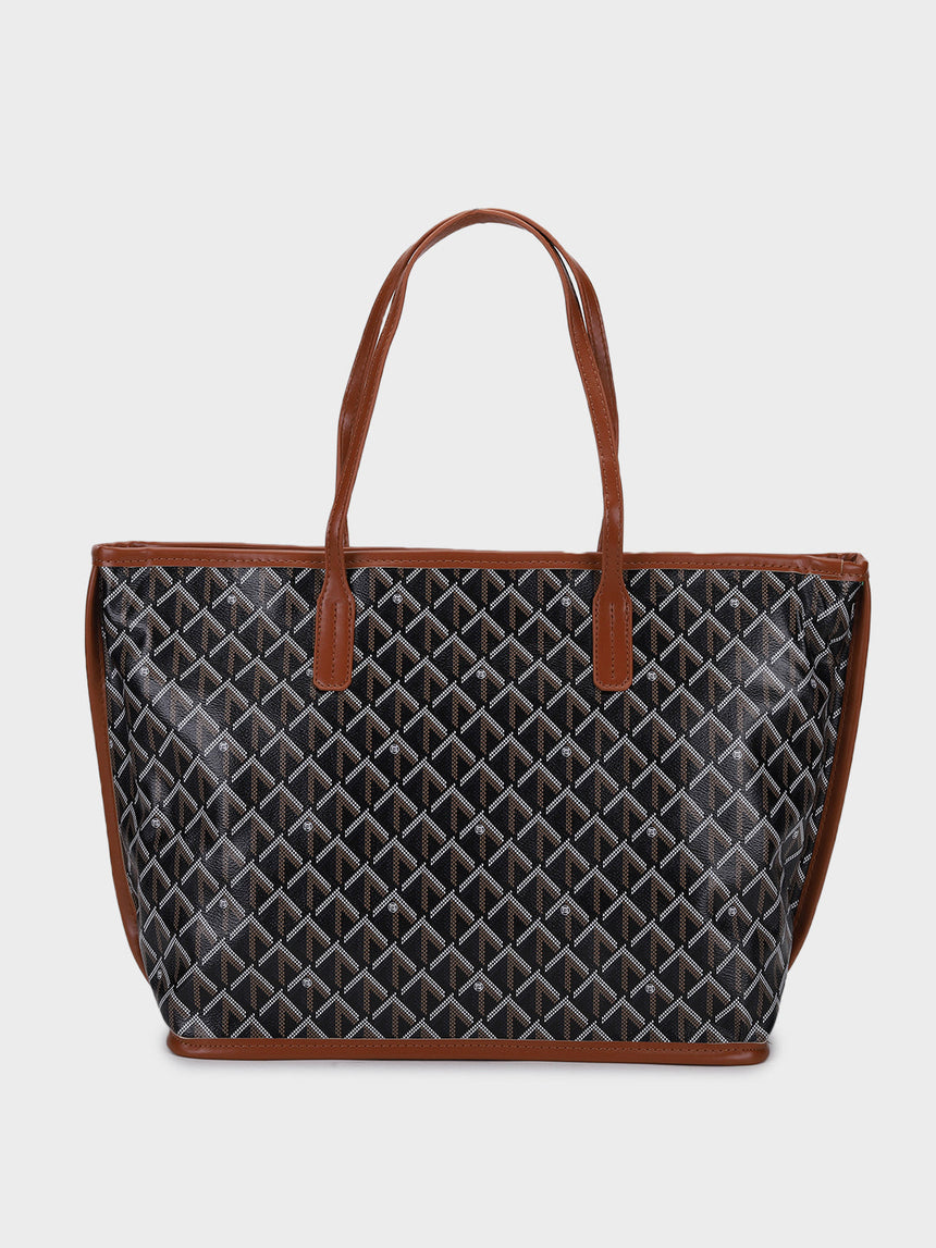 Yara Brown Tote Bag With Pouch