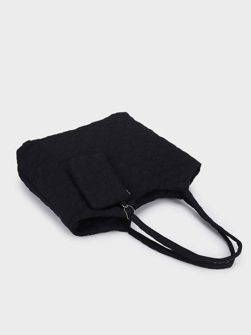 Hearts Black Dora Totebag With Pouch