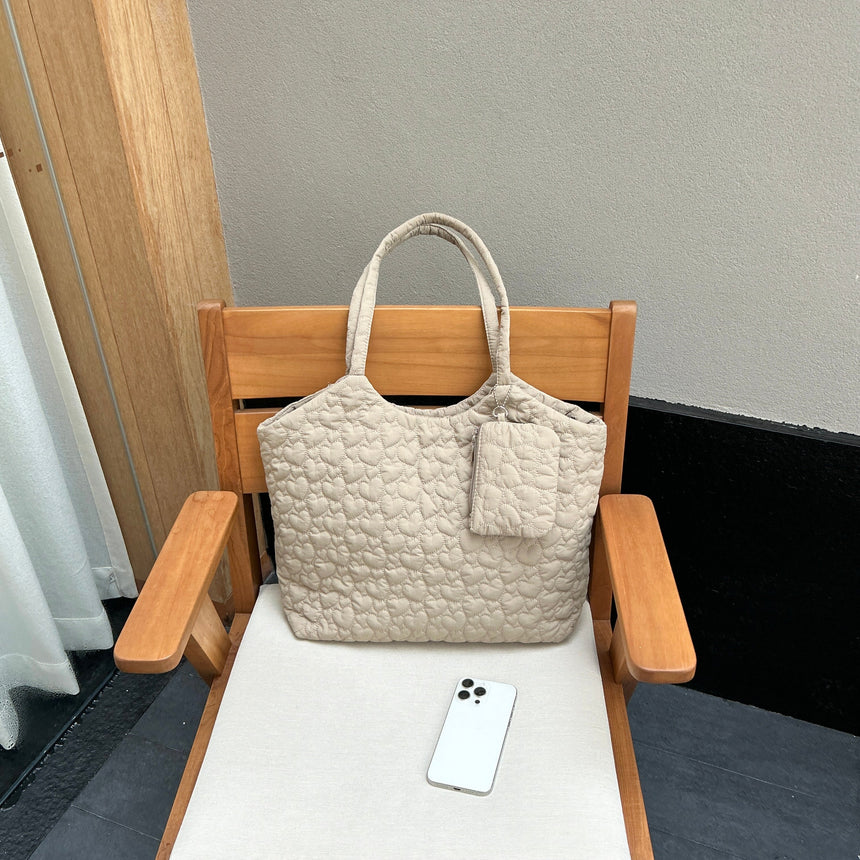 Hearts Beige Dora Totebag With Pouch