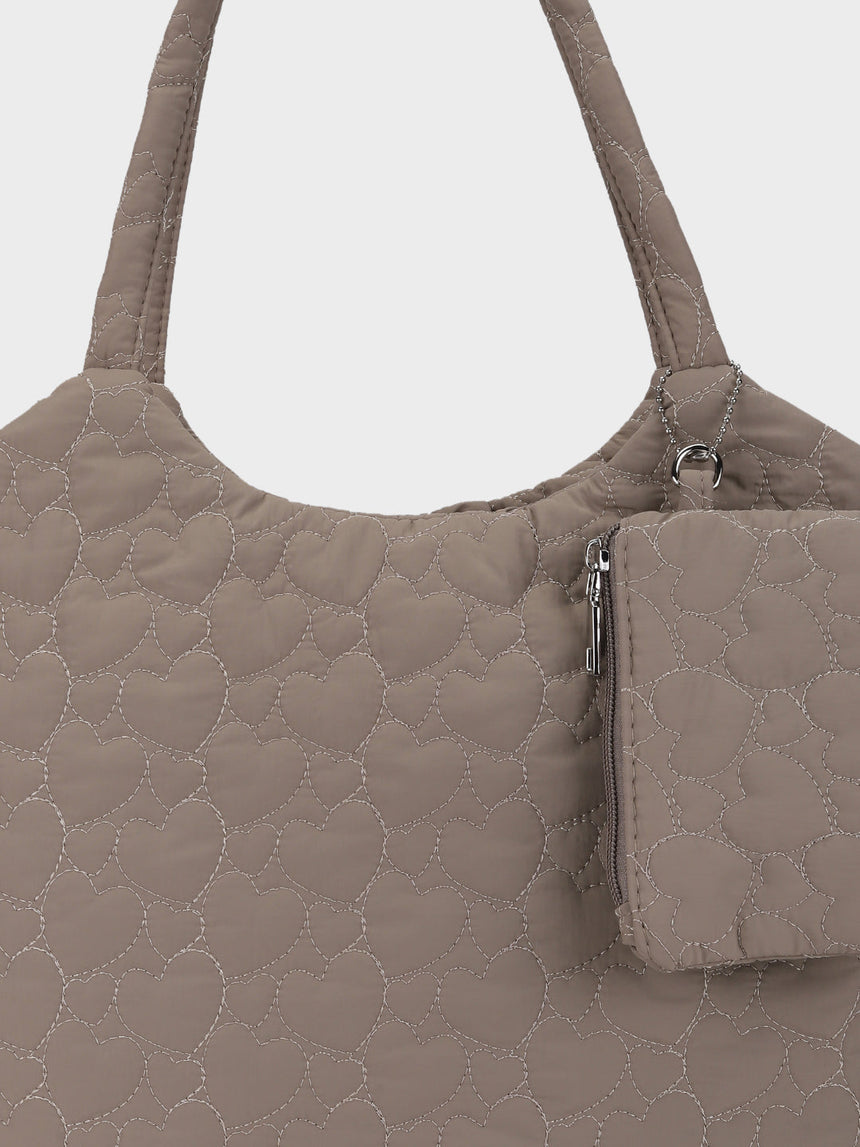 Hearts Beige Dora Totebag With Pouch