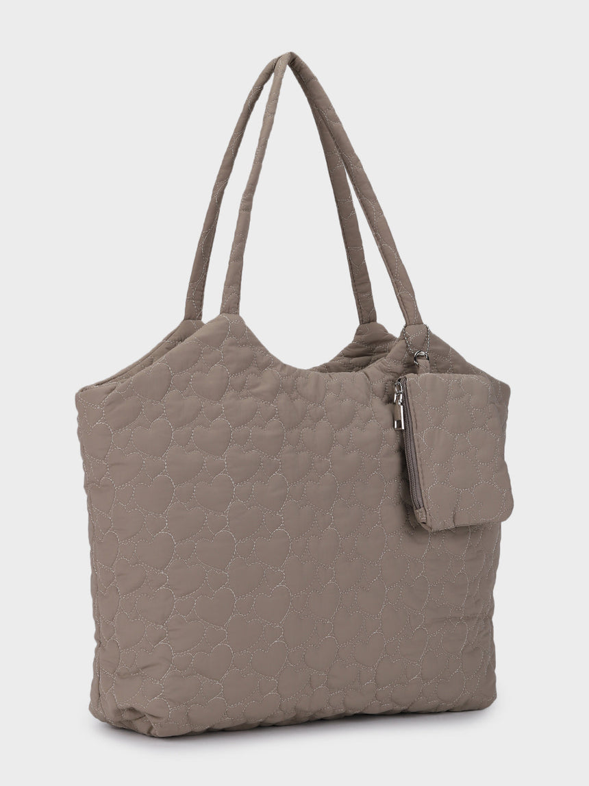 Hearts Beige Dora Totebag With Pouch