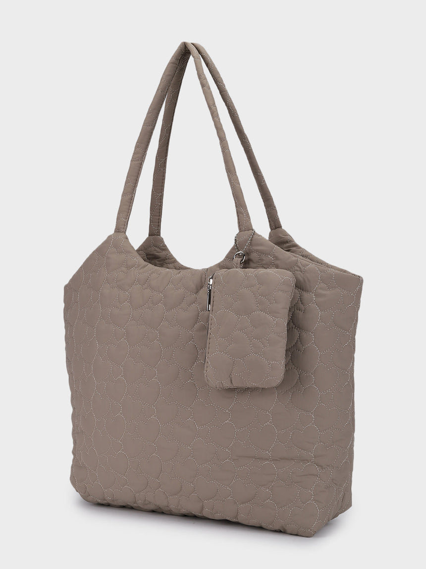 Hearts Beige Dora Totebag With Pouch