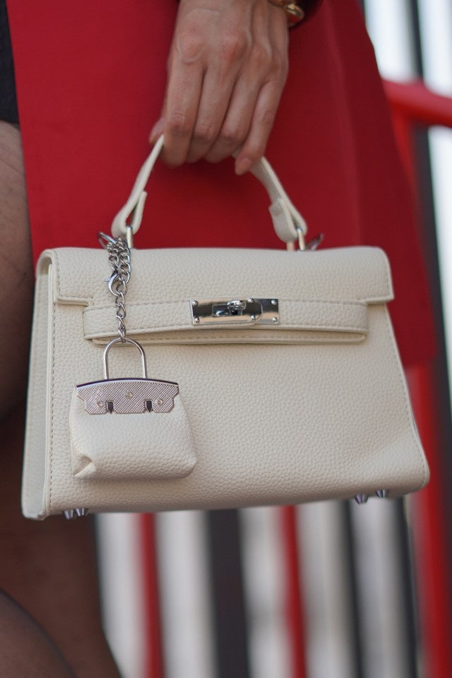 Luna White Birk Sling Bag With Charm