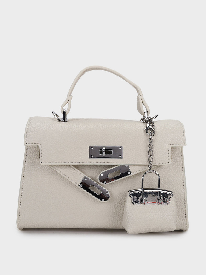 Luna White Birk Sling Bag With Charm