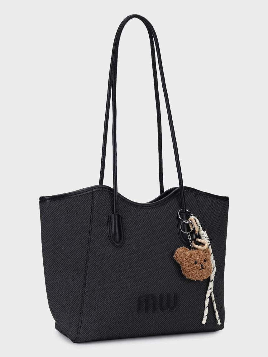 Mw Teds Black Tote Bag With Charm
