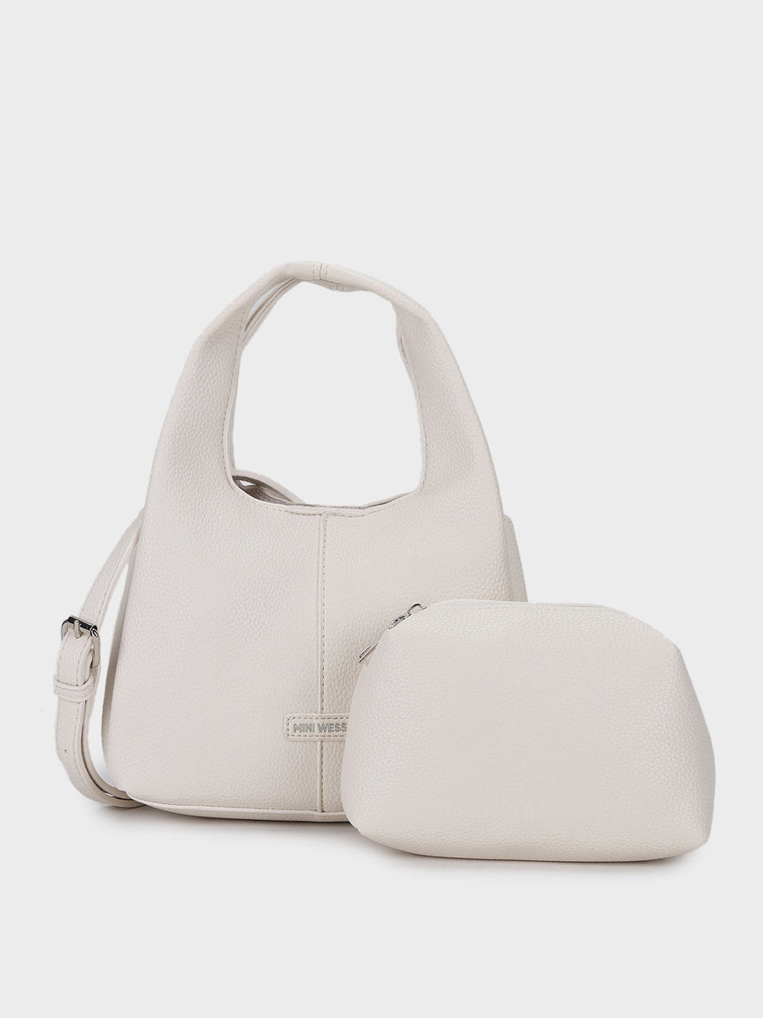 Hilary White Bucket Sling Bag