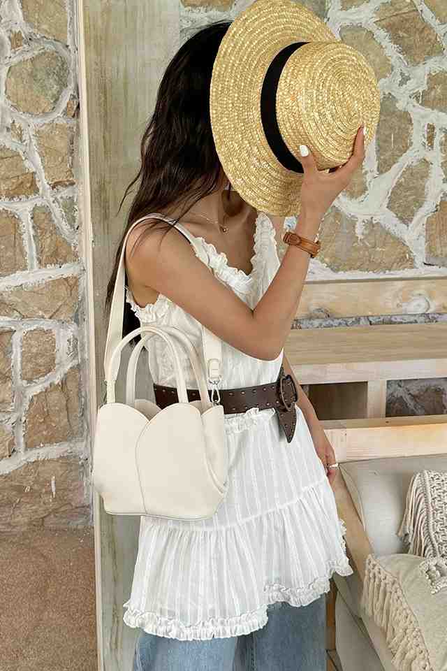 Tulip White Bucket Handbag