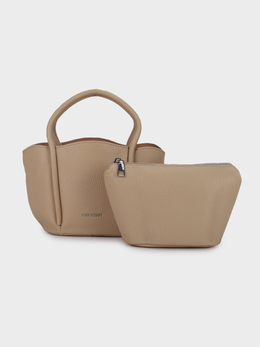 Barbara Beige Bucket Handbag