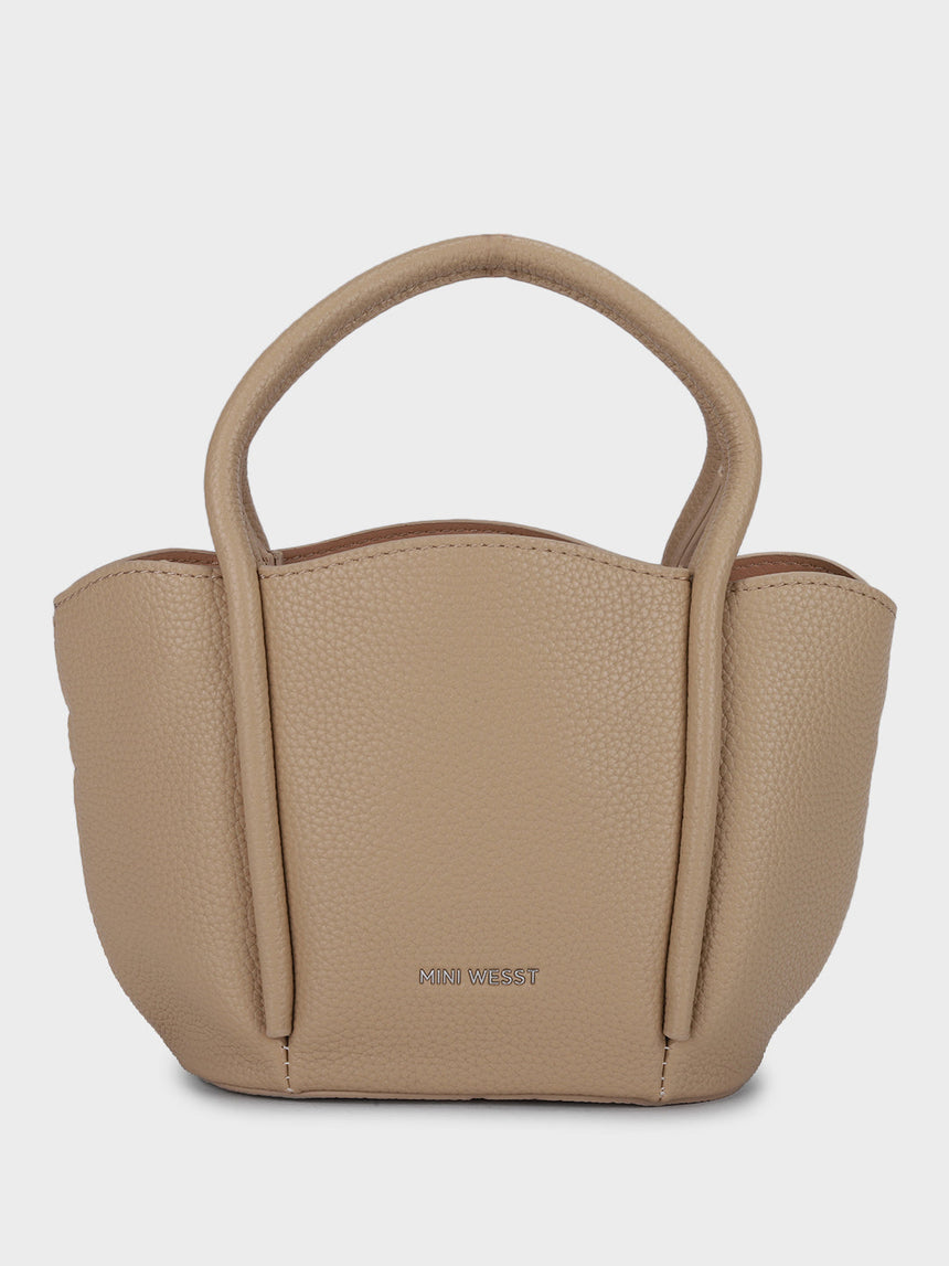 Barbara Beige Bucket Handbag
