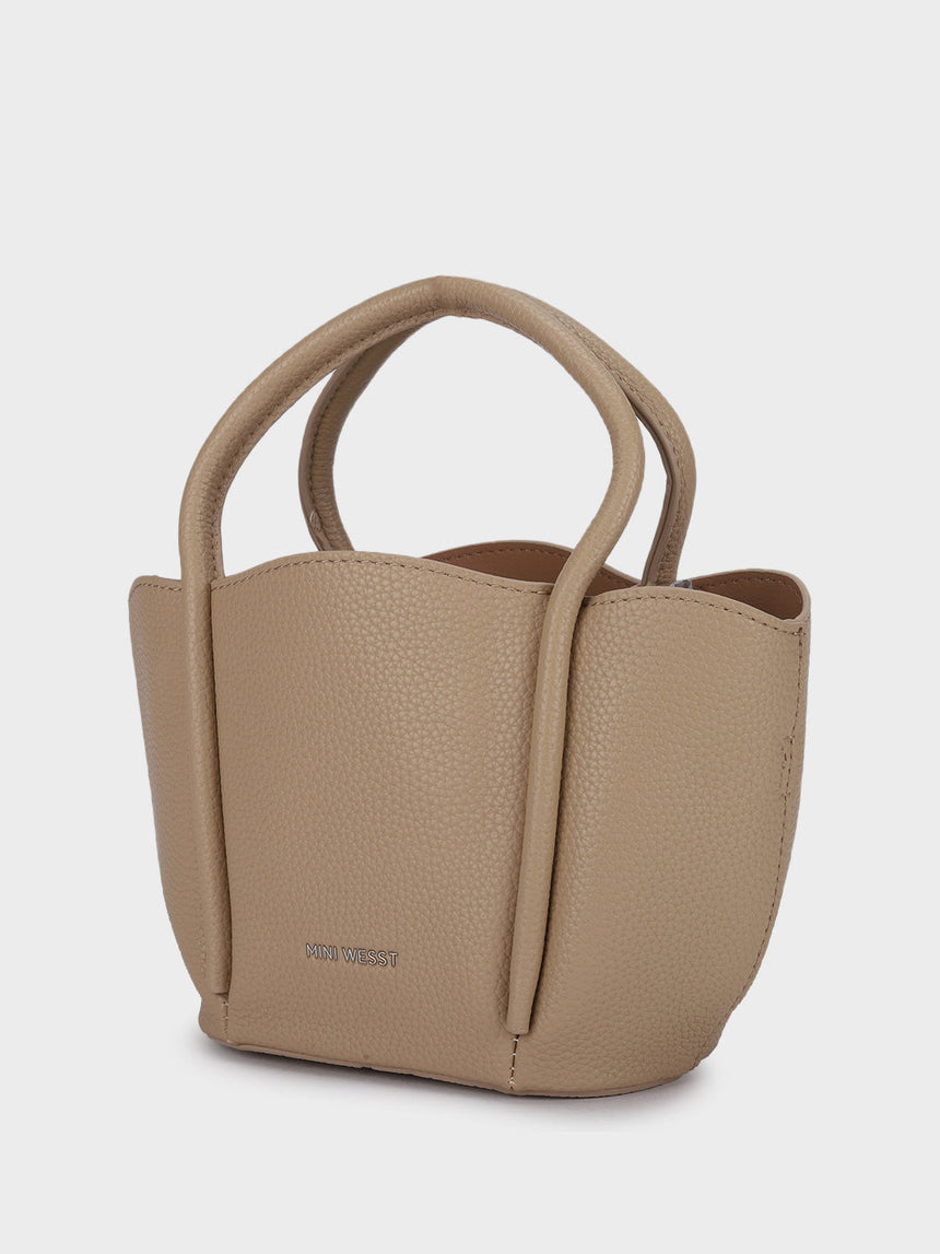 Barbara Beige Bucket Handbag