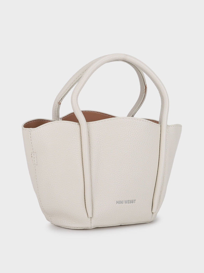 Barbara White Bucket Handbag
