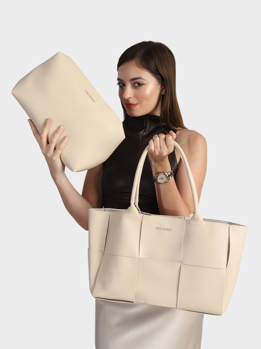 Evelyn Beige Tote Bag