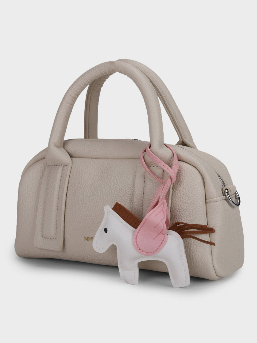 Nora White Sling Bag With Charm