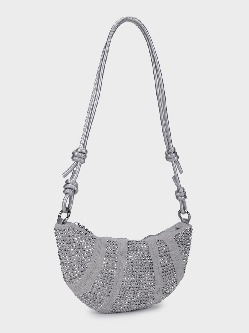 Ellen Silver Rhinestone Clutch