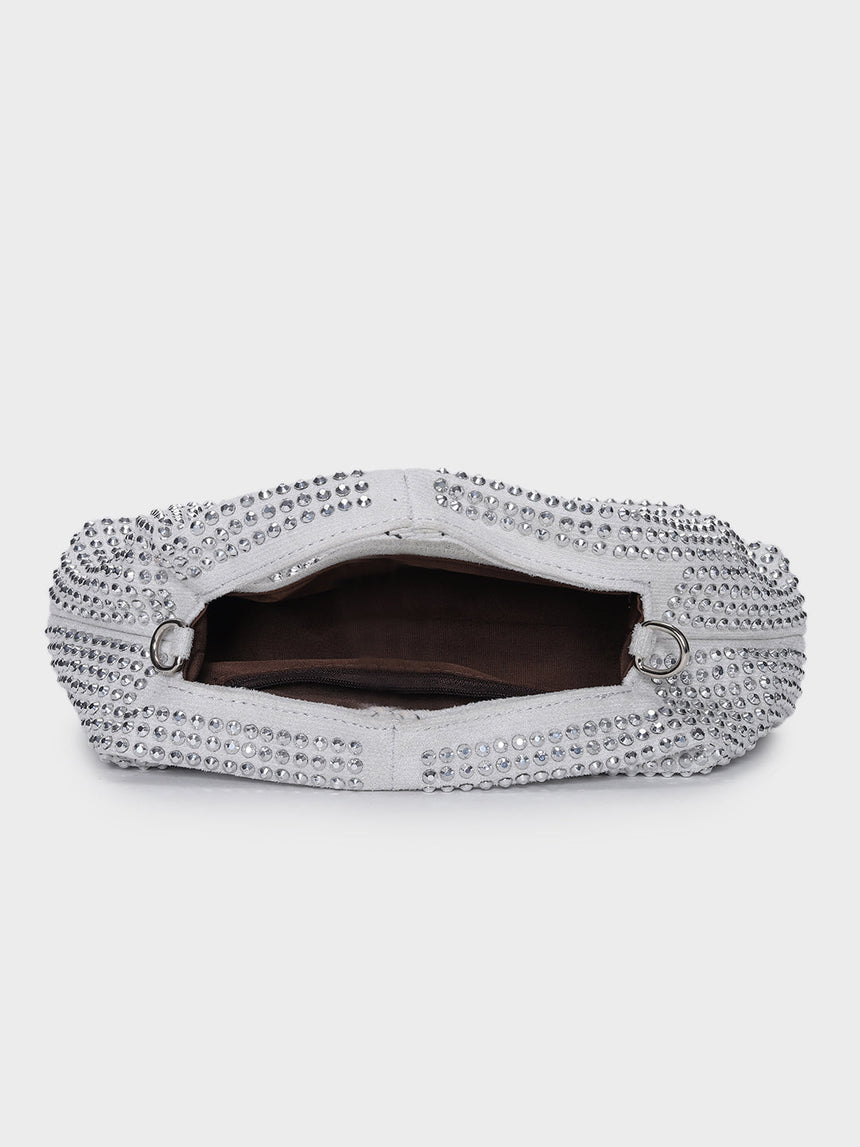 Christina Silver Rhinestone Clutch