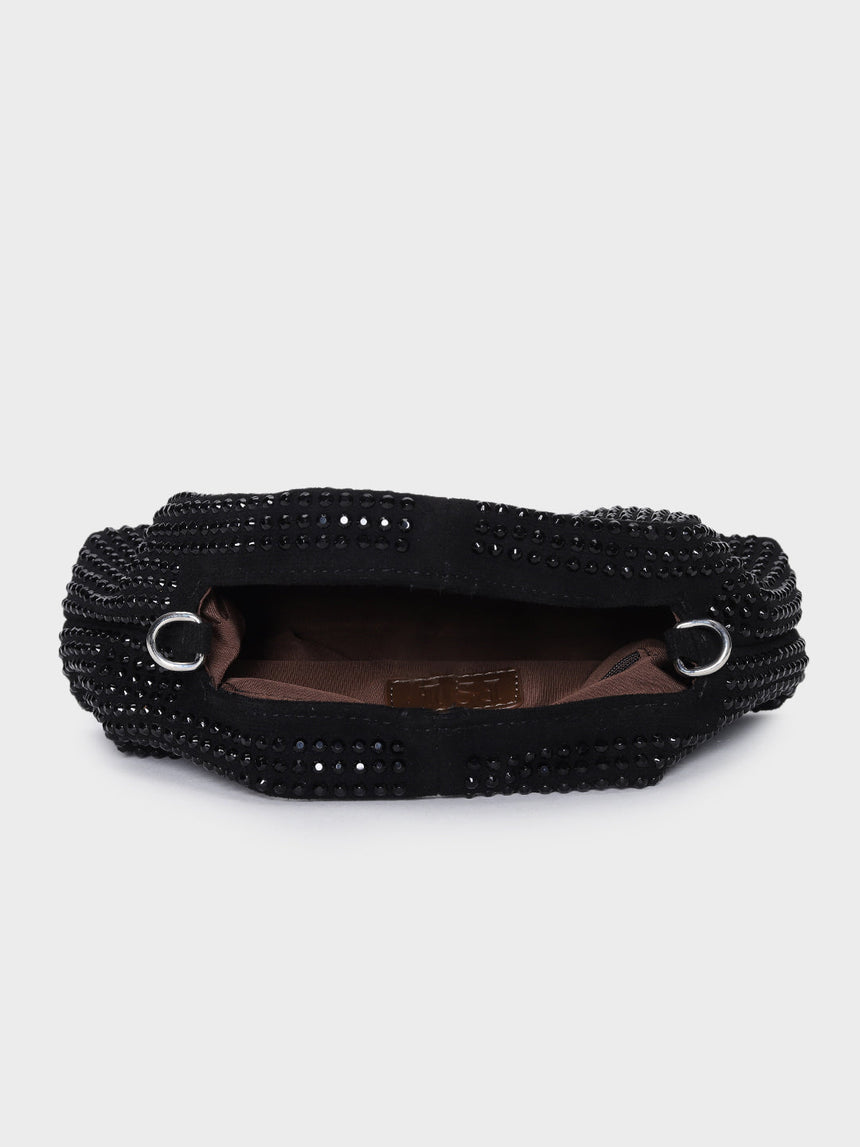 Christina Black Rhinestone Clutch