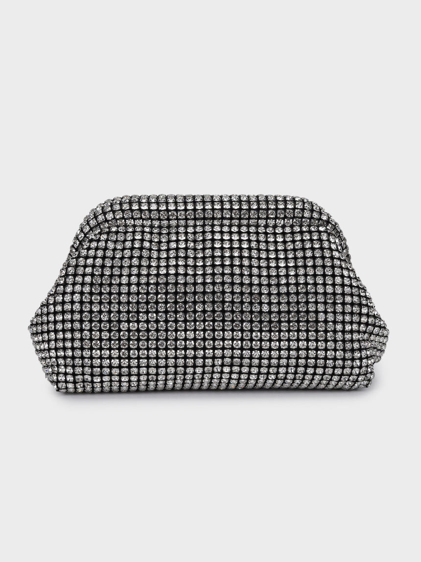 Edith Silver Rhinestone Clutch