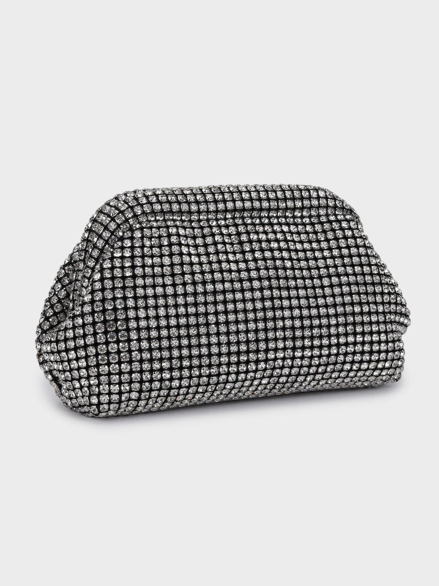 Edith Silver Rhinestone Clutch