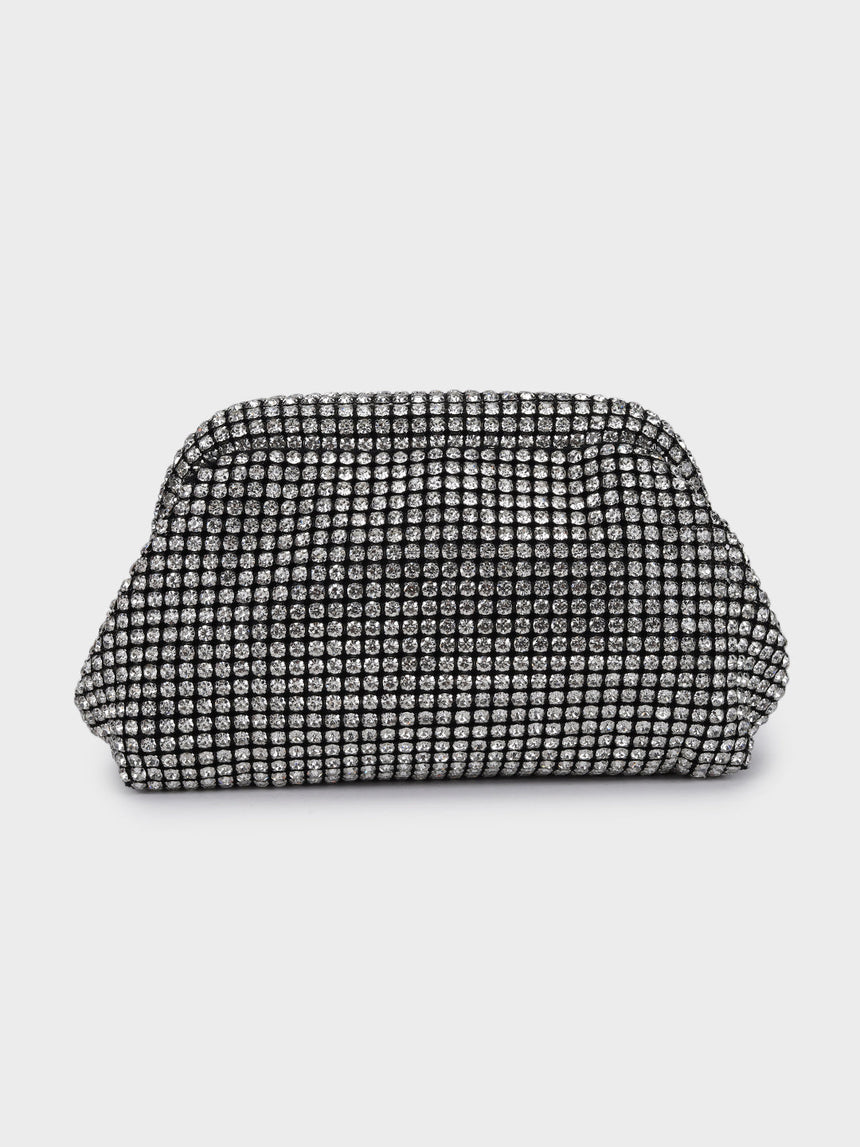 Edith Silver Rhinestone Clutch