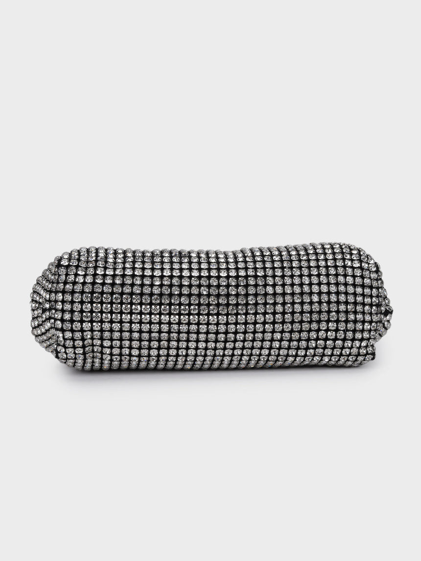 Edith Silver Rhinestone Clutch
