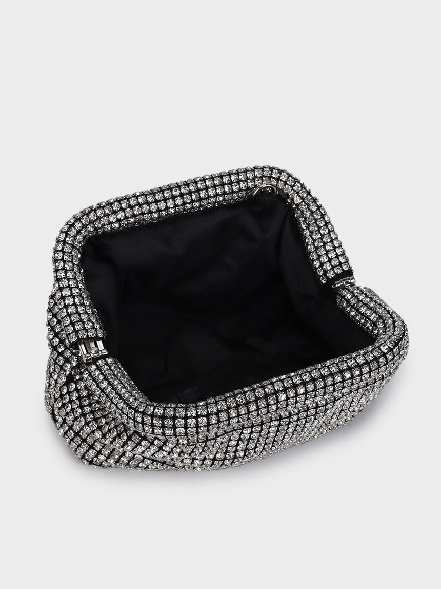 Edith Silver Rhinestone Clutch