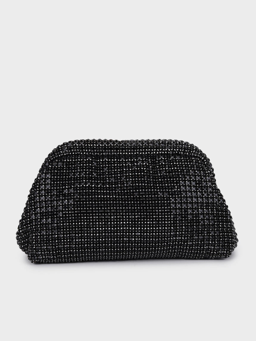 Edith Black Rhinestone Clutch