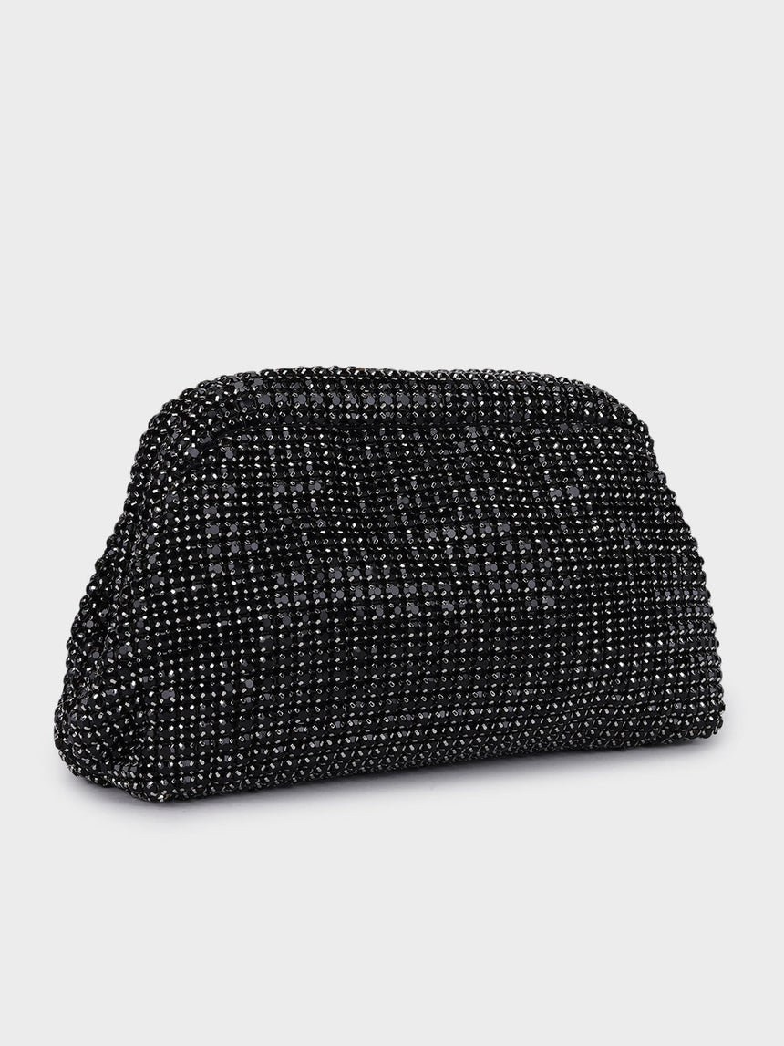 Edith Black Rhinestone Clutch