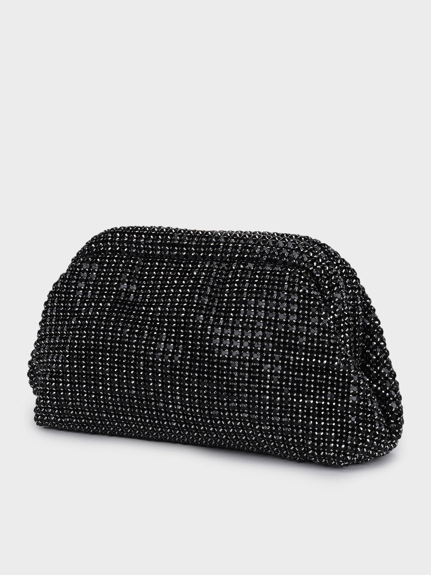 Edith Black Rhinestone Clutch