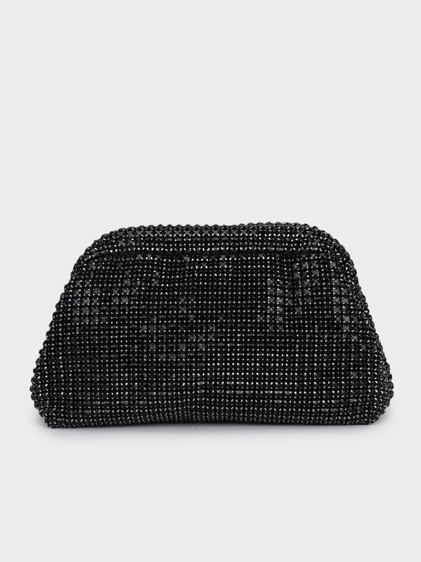 Edith Black Rhinestone Clutch