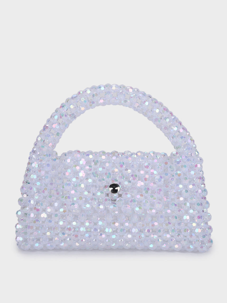 Jane Pearl Silver Handheld Clutch