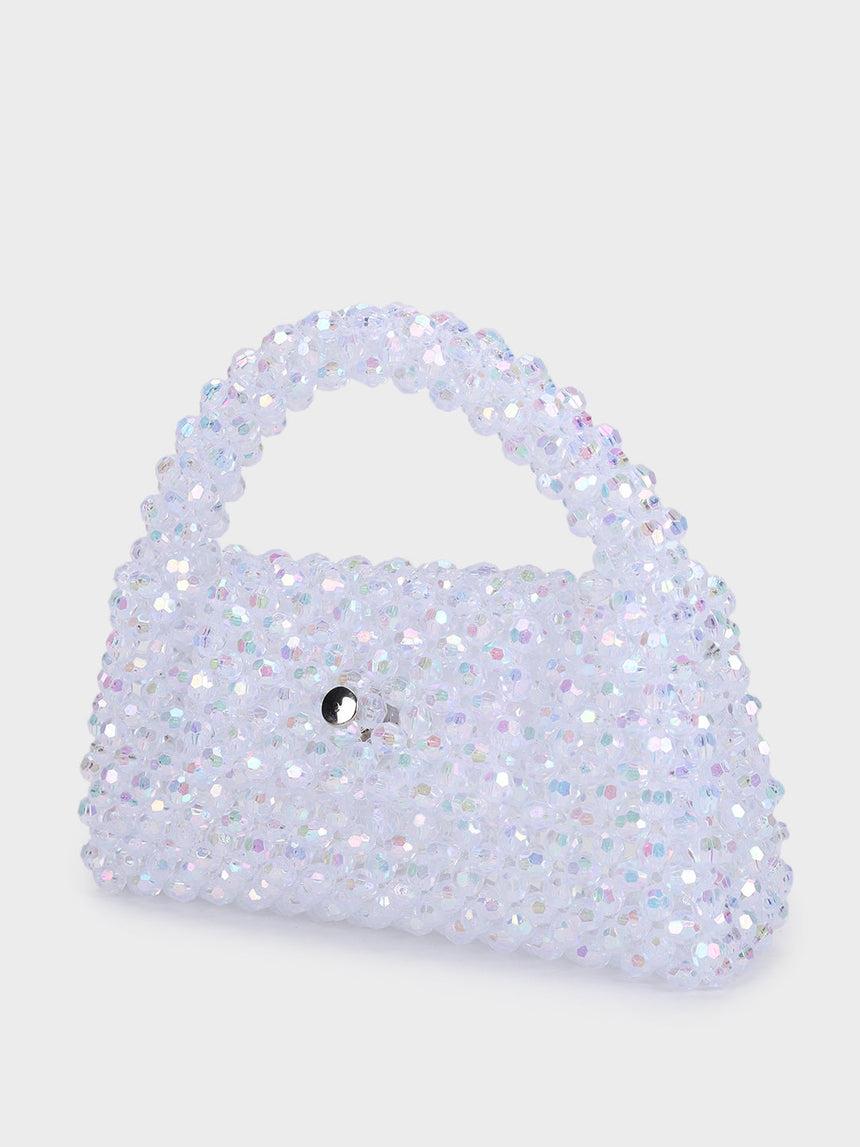 Jane Pearl Silver Handheld Clutch